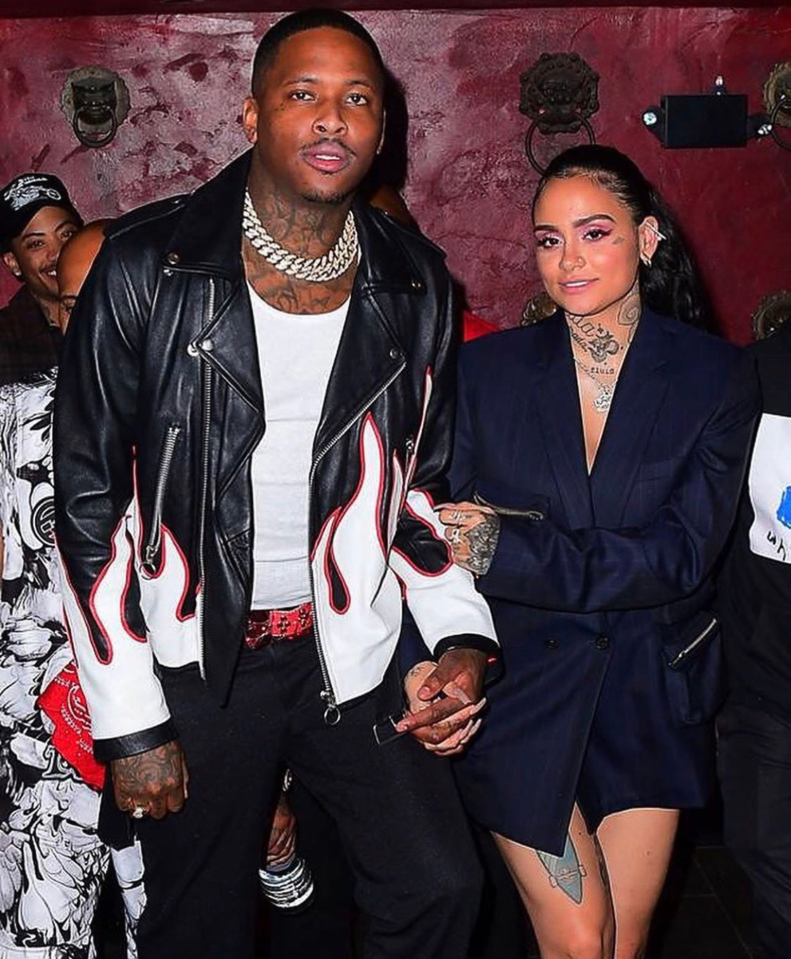 RAP STAR "YG" WEARS "KLAOS + CONQUER" LA FLAME LEATHER JACKET NYFW