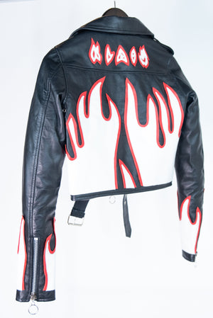 WM CROPPED LA FLAME JACKET (BLACK)