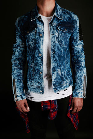 INDIGO DENIM/LEATHER WRECKED BIKER